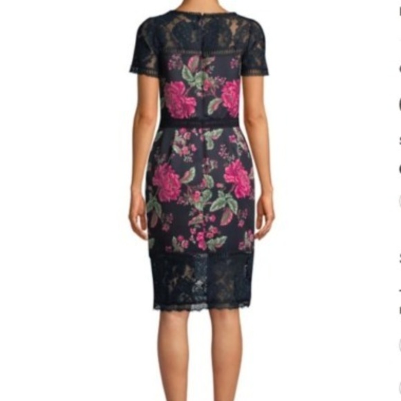 NWT Tadashi Shoji Helena neoprene Dress NAVY 8 10 - Picture 2 of 2